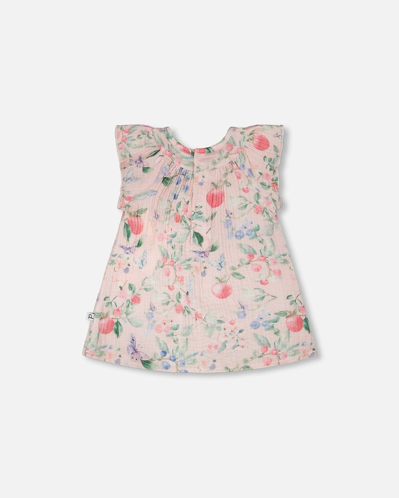 Cotton Muslin Dress And Bloomer Set Pink Printed Berries