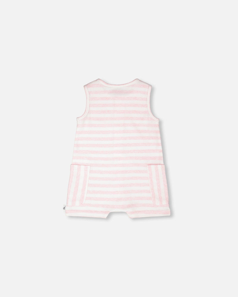 Cotton Striped Romper White And Pink Stripes