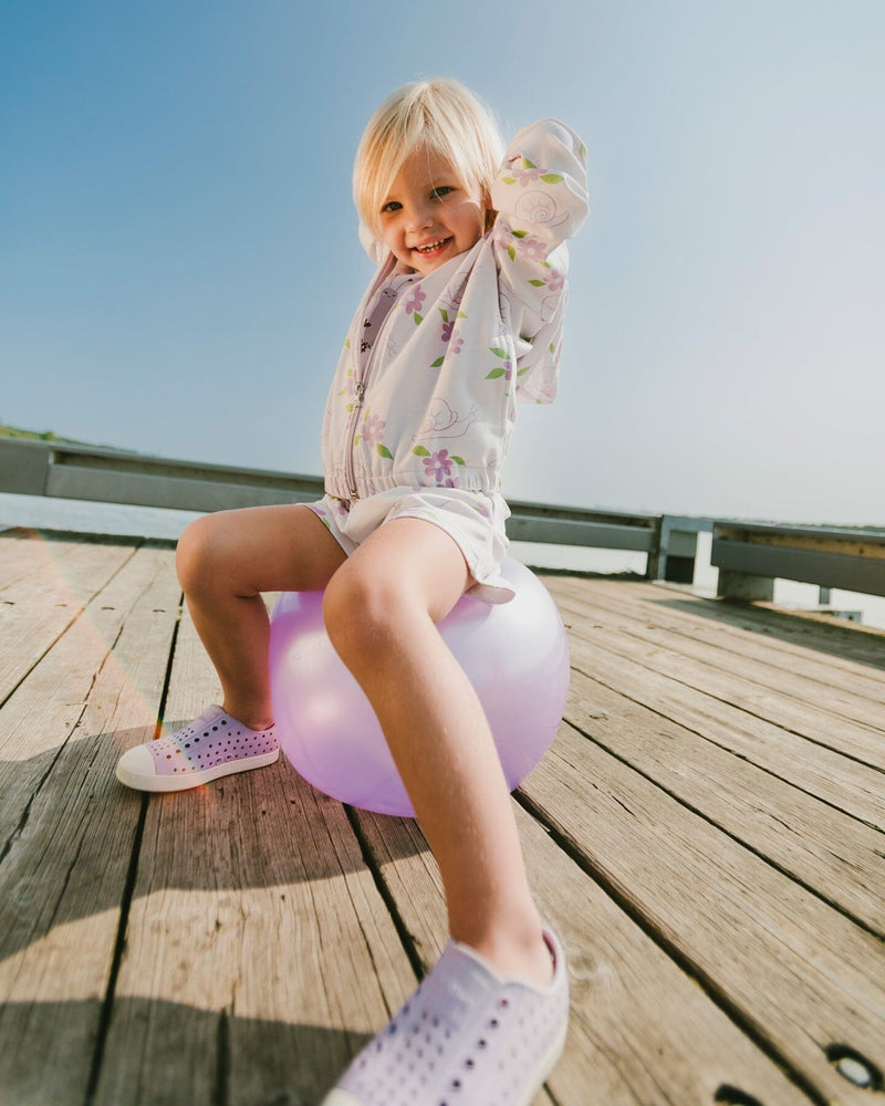 French Terry Shorts Lilac Snails Print