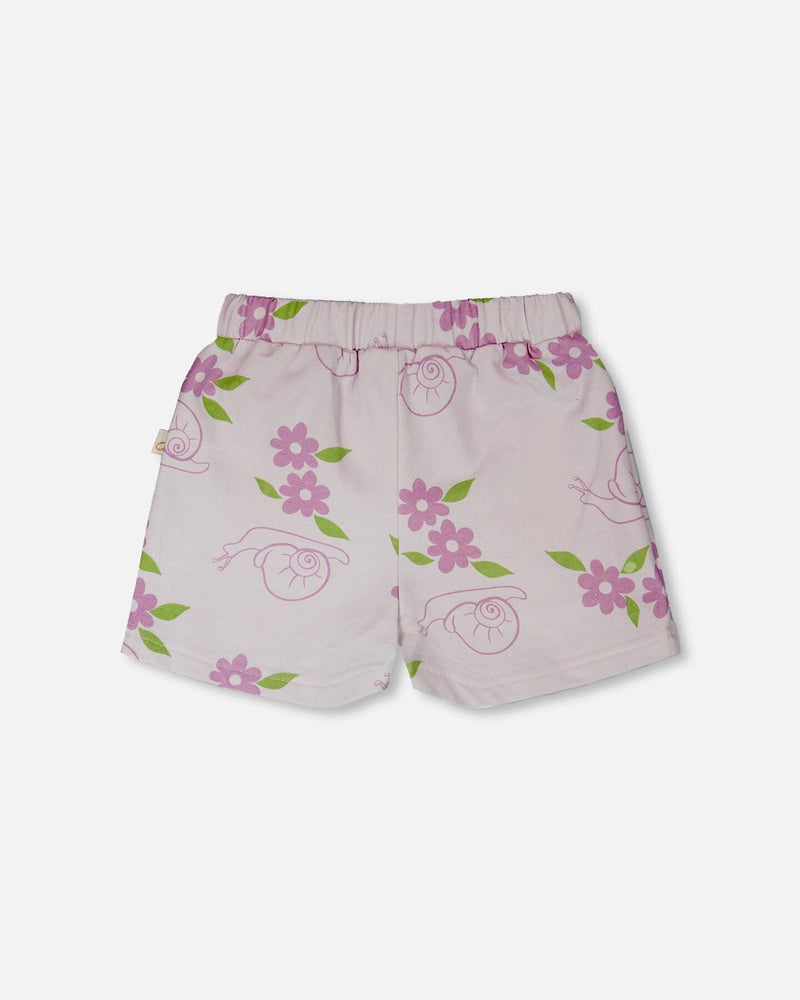 French Terry Shorts Lilac Snails Print
