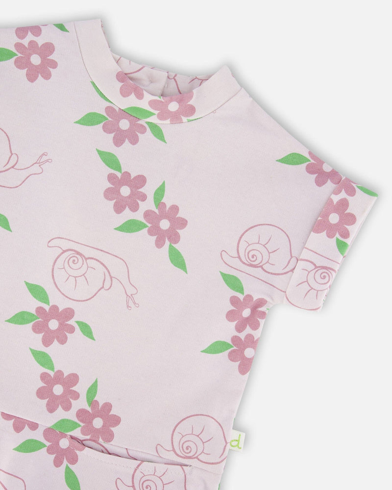 French Terry Dress Lilac Snails Print