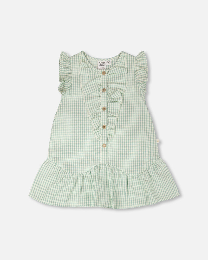 Plaid Poplin Dress Green