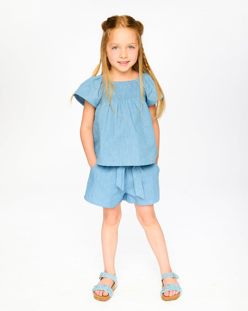 Blue Chambray Shorts