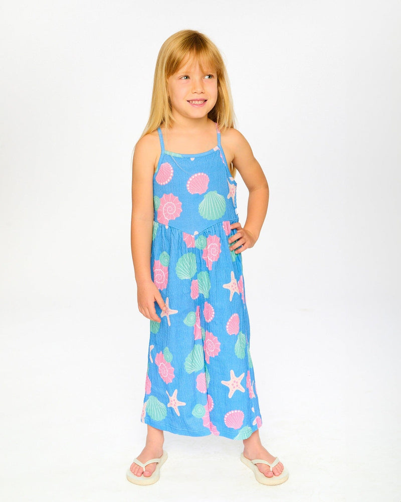Crinkle Jersey Jumpsuit Blue Shell Print