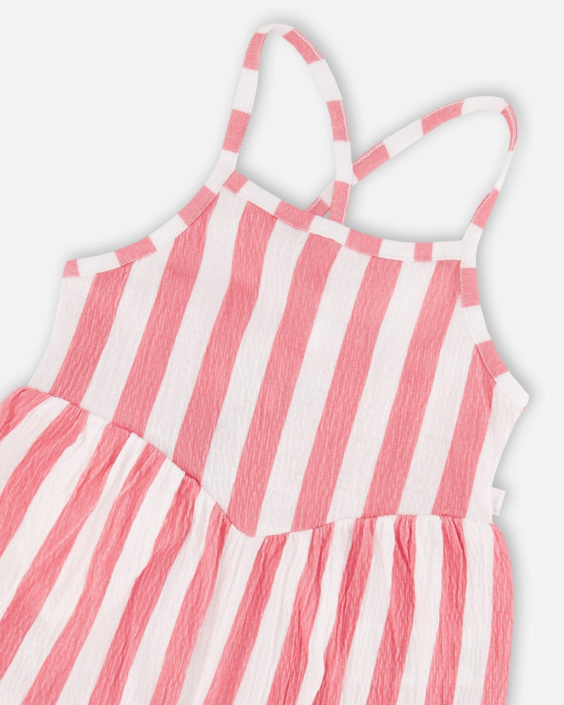 Crinkle Jersey Jumpsuit White And Pink Stripes