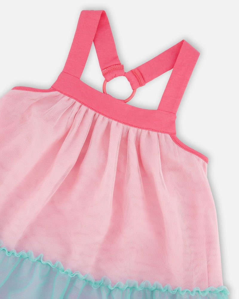 Mesh Dress Pink And Blue