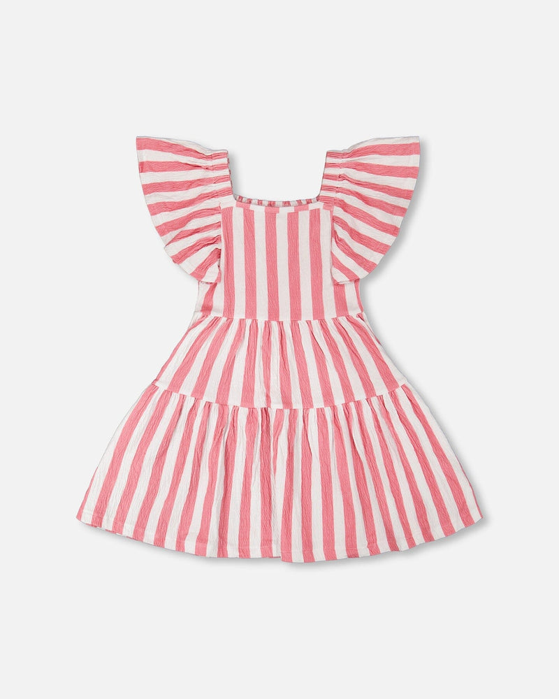Crinkle Jersey Dress White And Pink Stripes