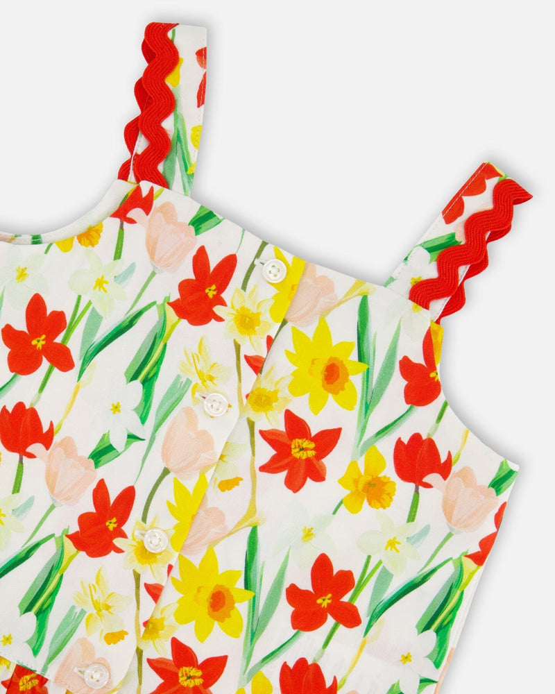 Viscose Top White Daffodil Print