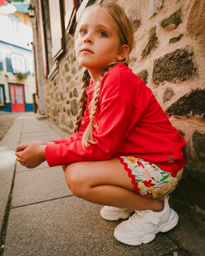 Viscose Shorts White Daffodil Print