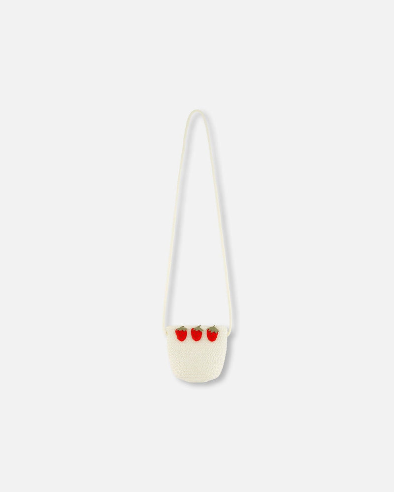 Strawberry Straw Purse Beige