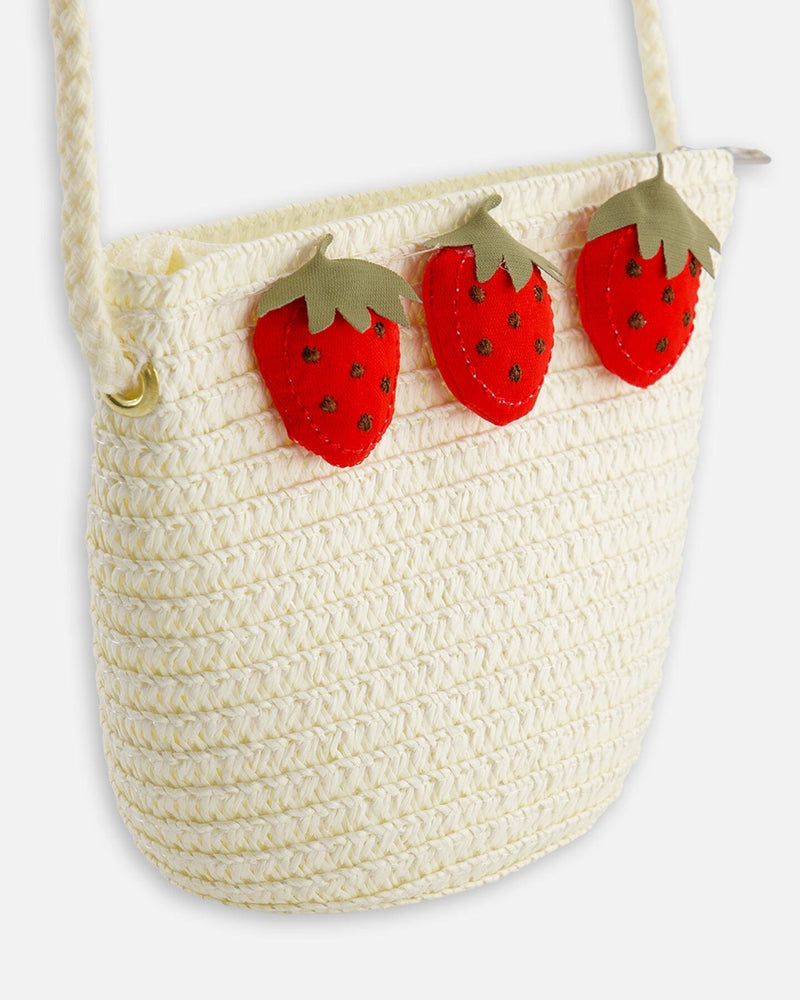 Strawberry Straw Purse Beige