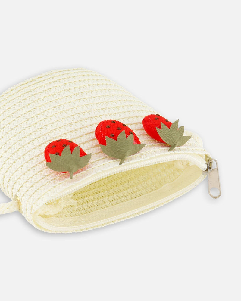Strawberry Straw Purse Beige