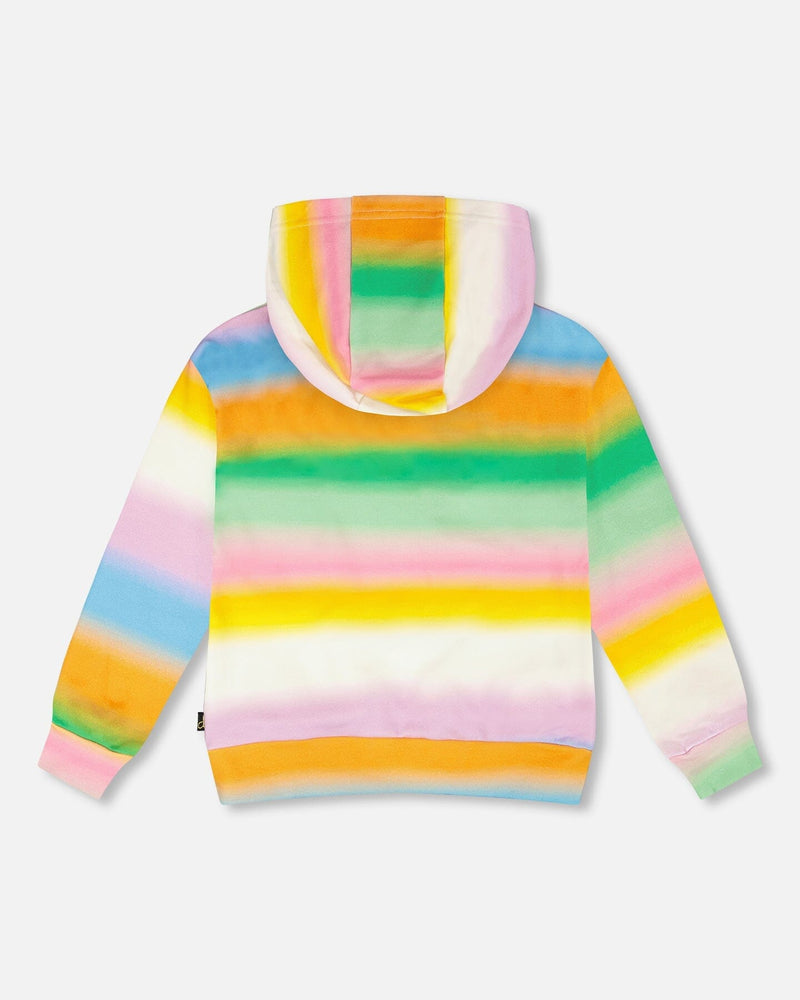 Printed French Terry Zip Front Hoodie Multicolored