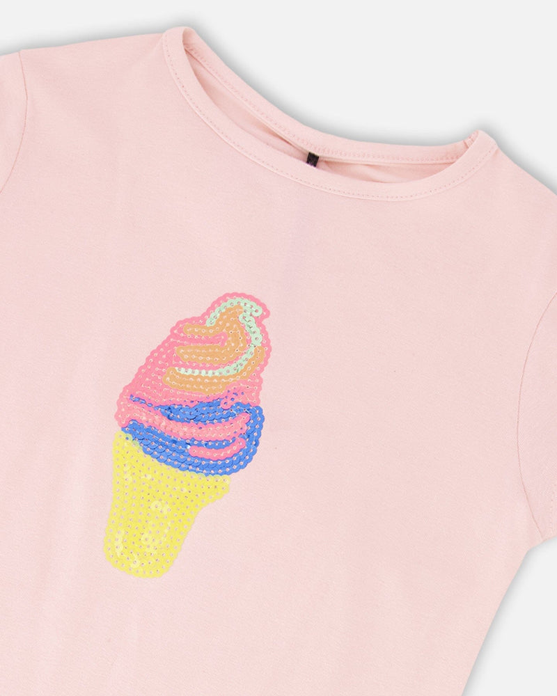 Organic Cotton Jersey Ice Cream T-Shirt Pink
