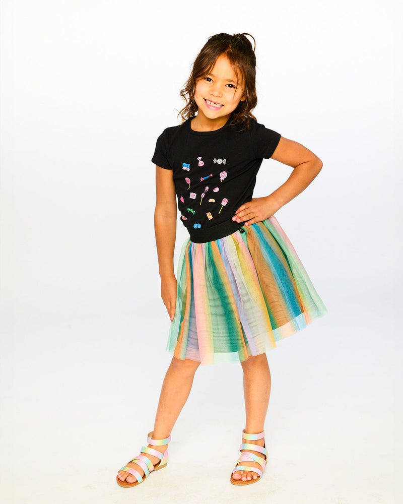 Printed Mesh Skirt Multicolored