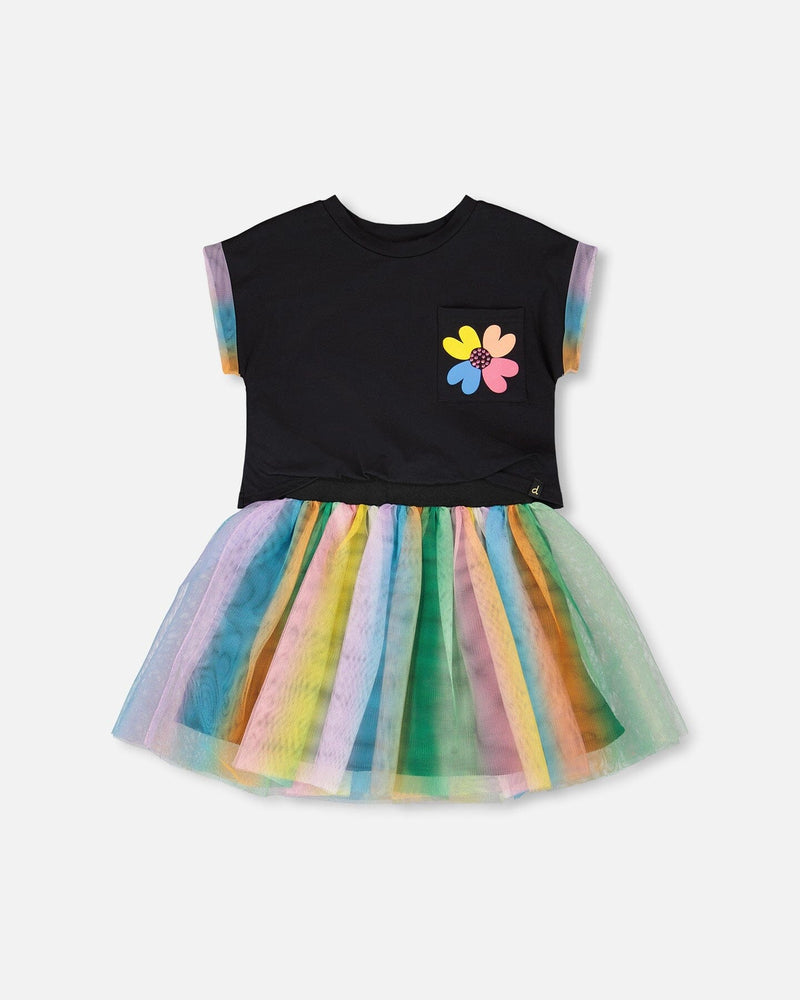 Organic Cotton And Mesh Dress Black