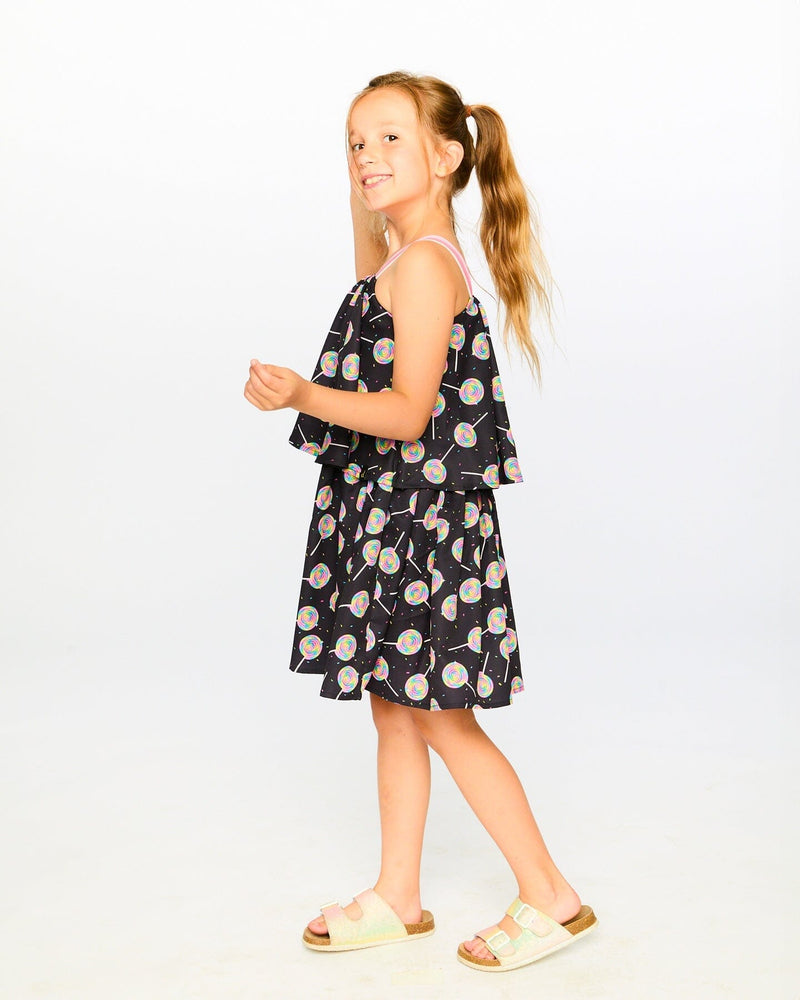 Woven Dress Black Lollipop Print
