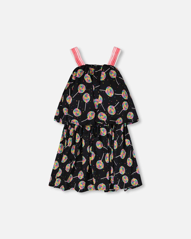 Woven Dress Black Lollipop Print