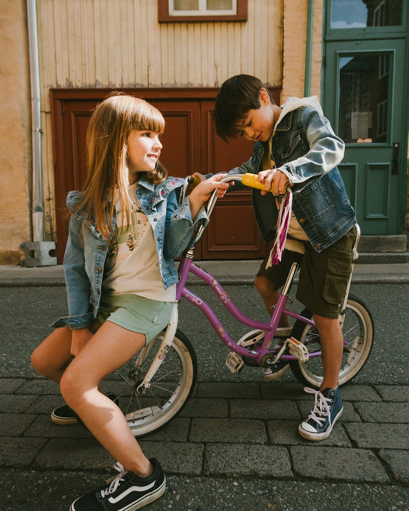 Light Blue Denim Jacket With Embroidery