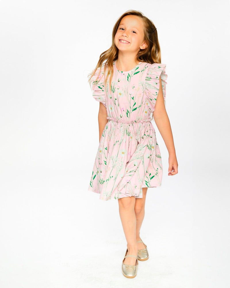 Viscose Dress Pink Printed Flowers