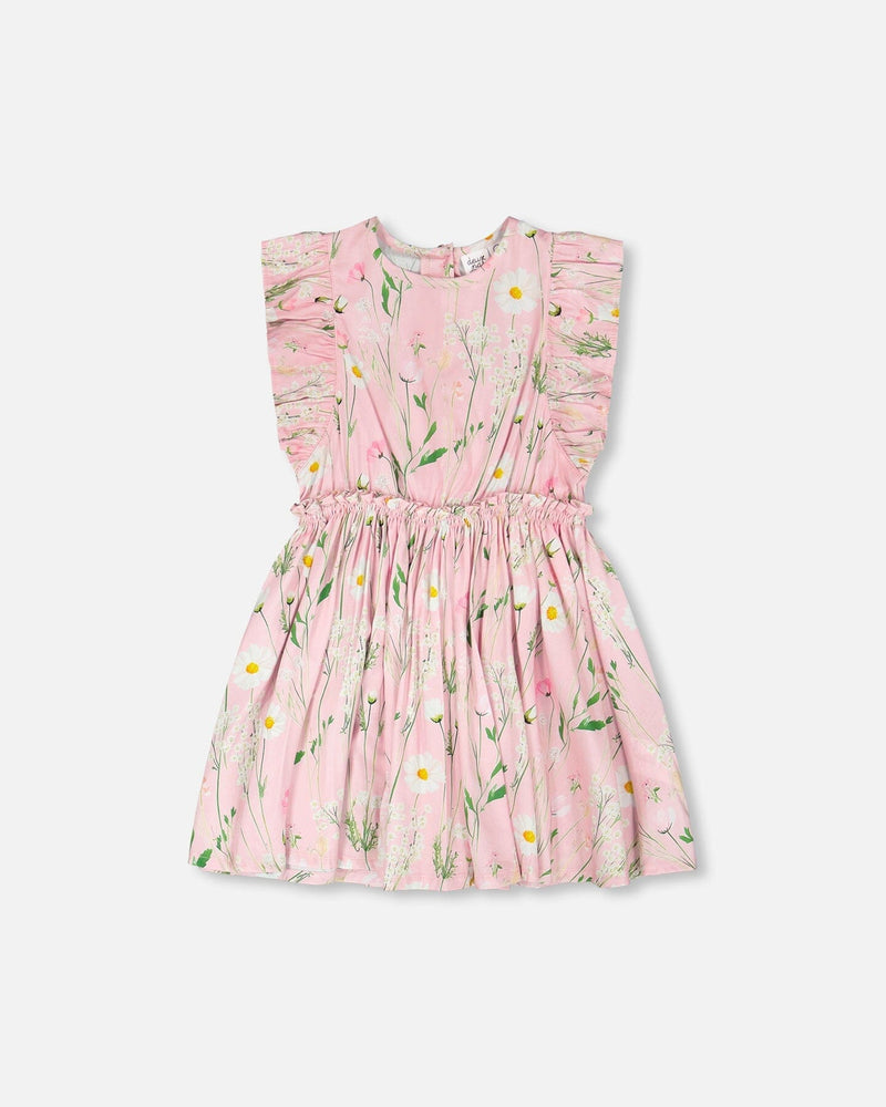 Viscose Dress Pink Printed Flowers