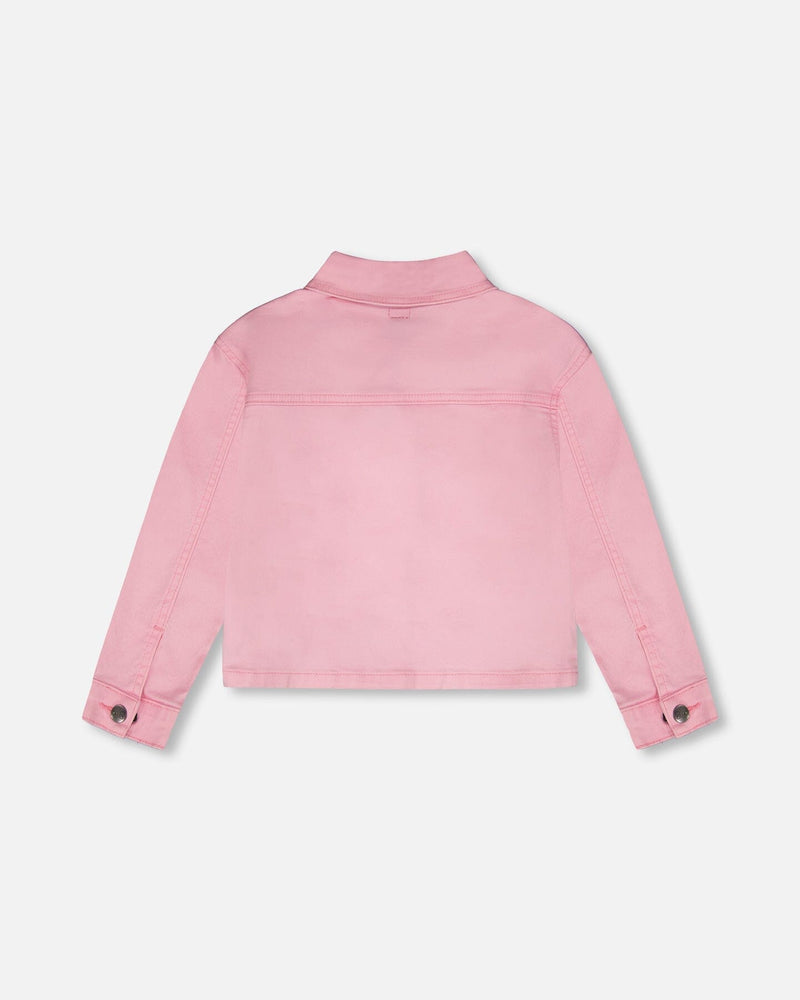 Pink Denim Jacket With Embroidered Patches