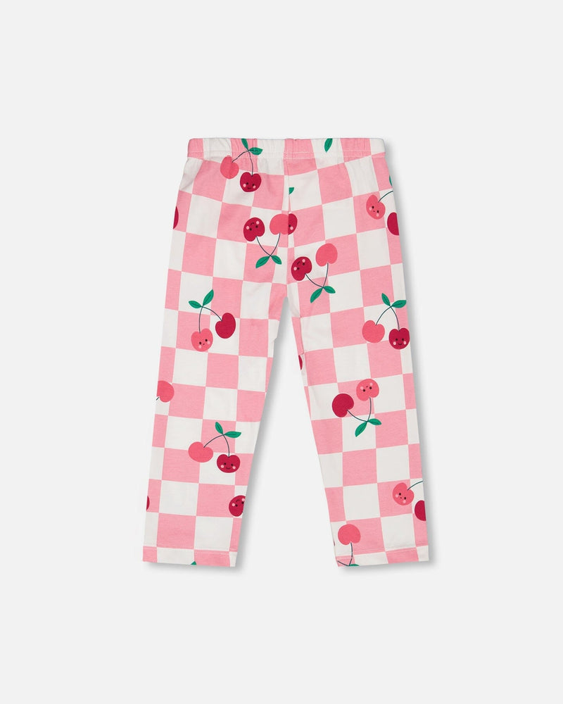Organic Cotton Jersey Capri Pink Printed Cherries