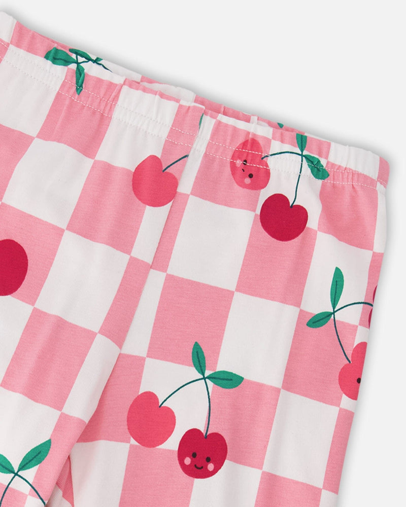 Organic Cotton Jersey Capri Pink Printed Cherries