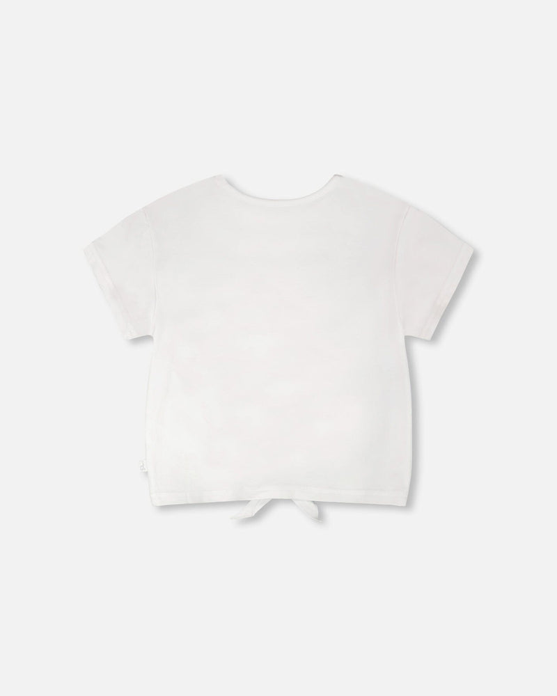 Organic Cotton Jersey T-Shirt With Tie At Waist White