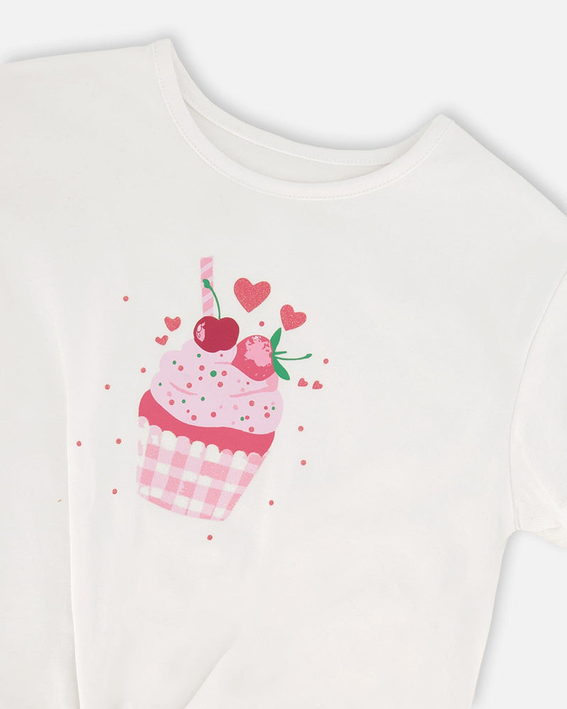 Organic Cotton Jersey T-Shirt With Tie At Waist White