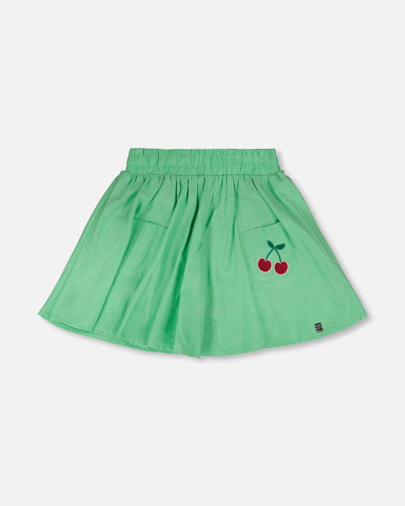 Organic Cotton Skort With Embroidery Green