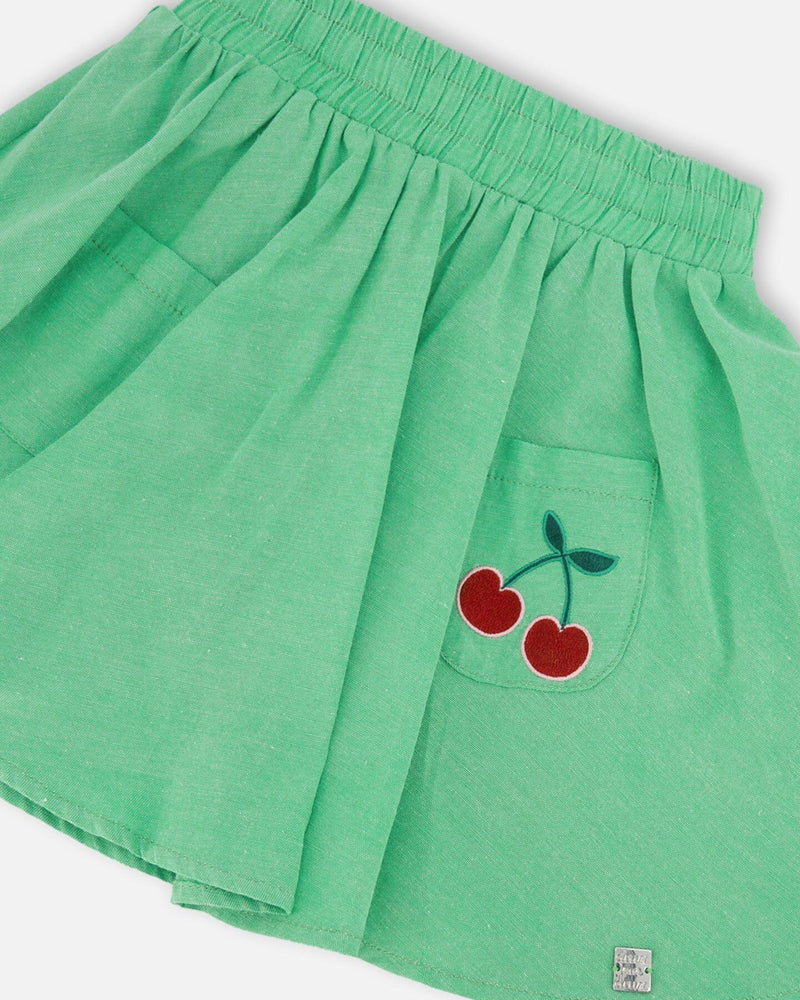 Organic Cotton Skort With Embroidery Green
