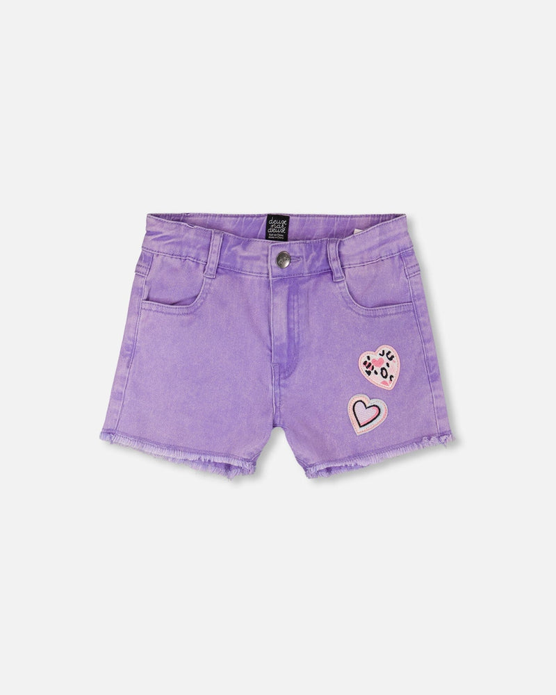 Mauve Denim Shorts With Embroidery
