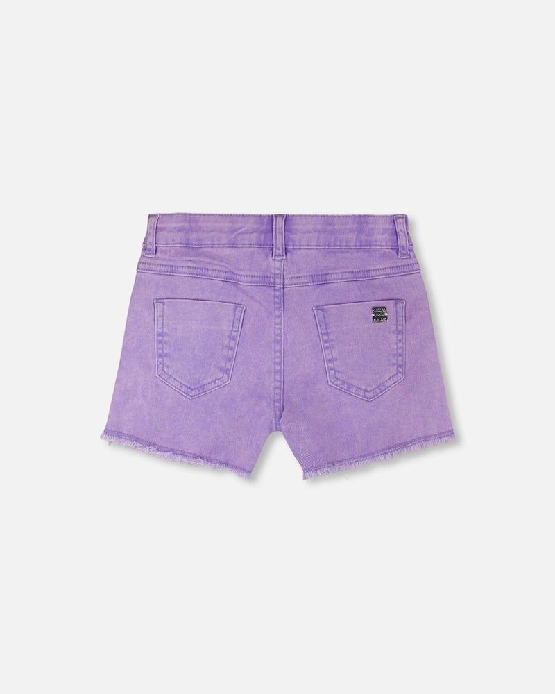 Mauve Denim Shorts With Embroidery