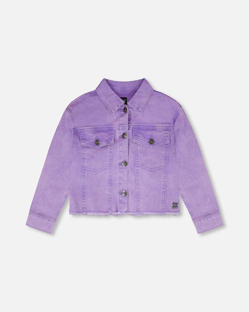 Mauve Denim Jacket With Embroidery