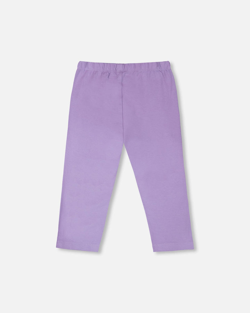 Organic Cotton Jersey Capri Mauve With Knee Screen Hearts Appliqués