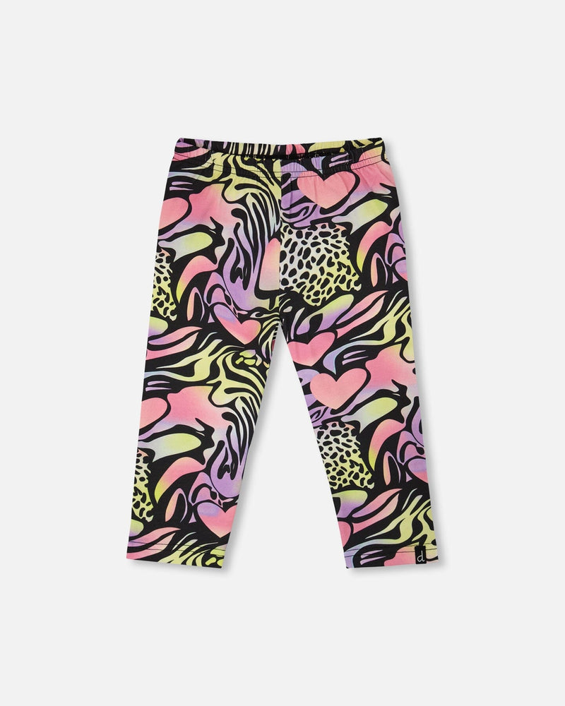 Organic Cotton Jersey Capri Black Printed Multicolor
