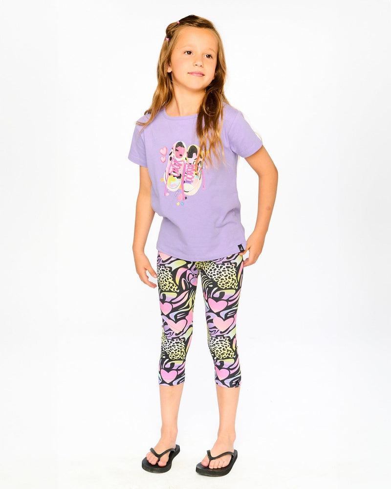 Organic Cotton Jersey Capri Black Printed Multicolor