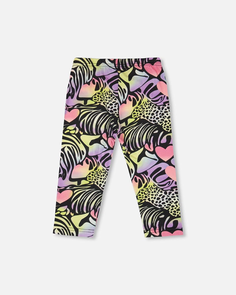 Organic Cotton Jersey Capri Black Printed Multicolor