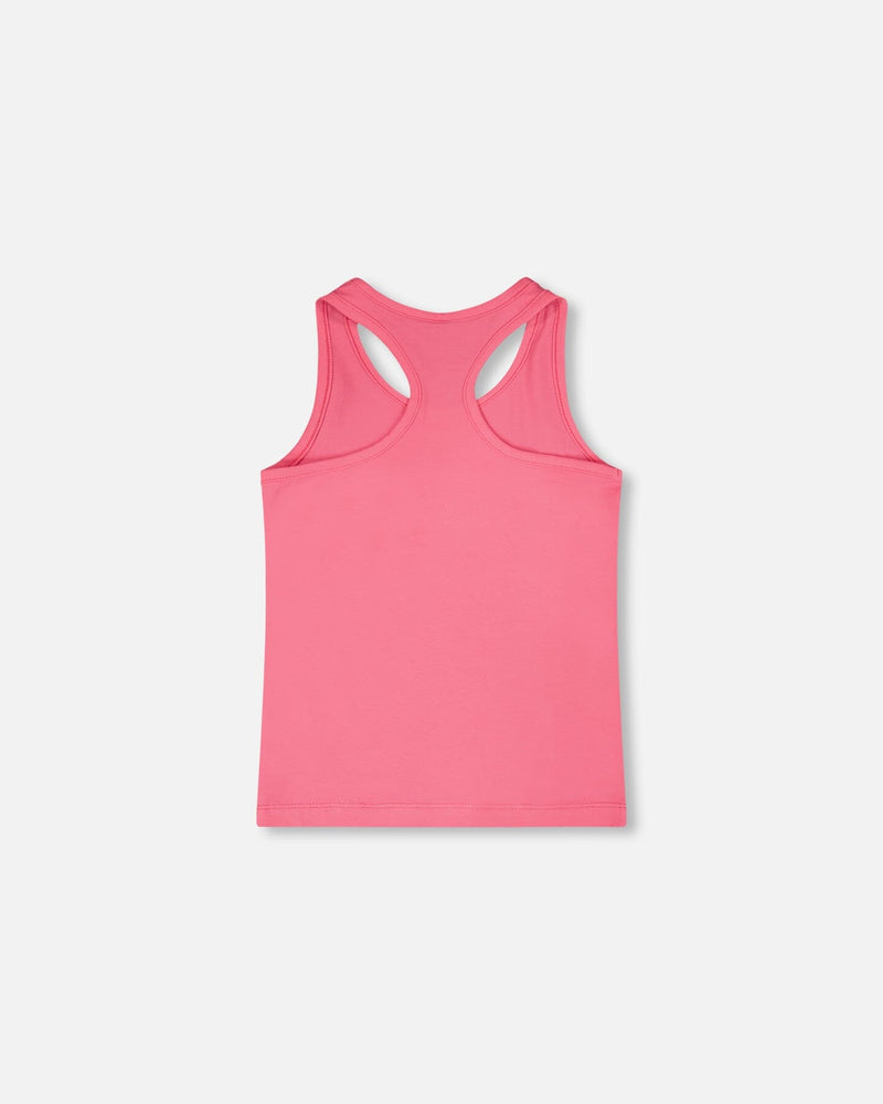 Organic Cotton Jersey Tank Top Pink With Screen Print