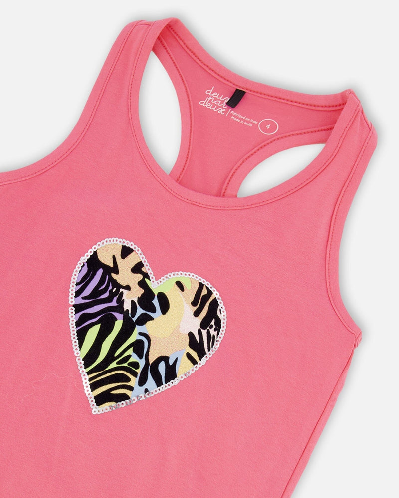 Organic Cotton Jersey Tank Top Pink With Screen Print