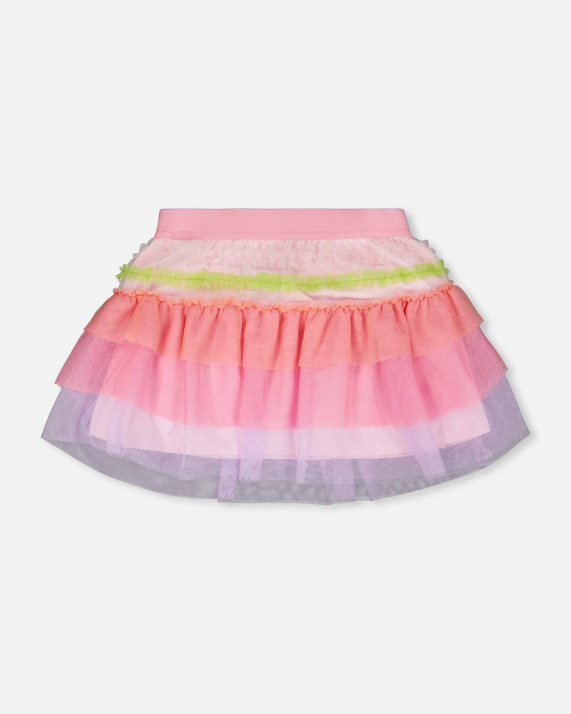 Mesh Skirt With Multicolor Frills