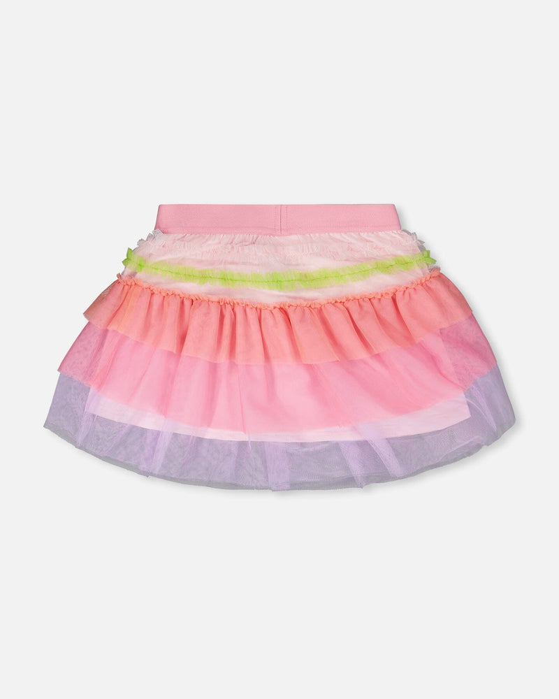 Mesh Skirt With Multicolor Frills