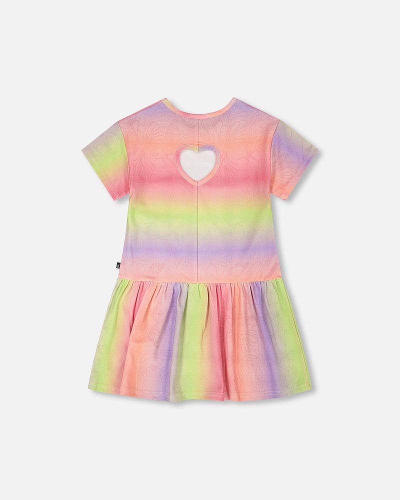 Printed Jersey Dress With Heart Back Cut Out Multicolor