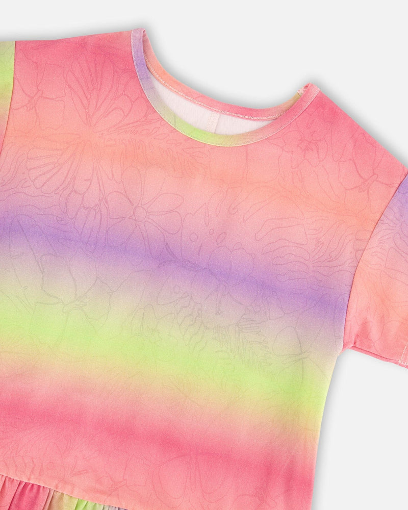 Printed Jersey Dress With Heart Back Cut Out Multicolor