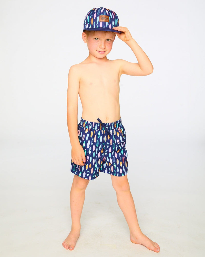 Boardshorts Blue Surfboard Print