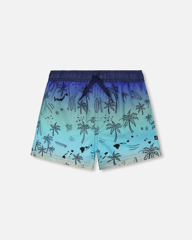 Boardshorts Blue Beach Print