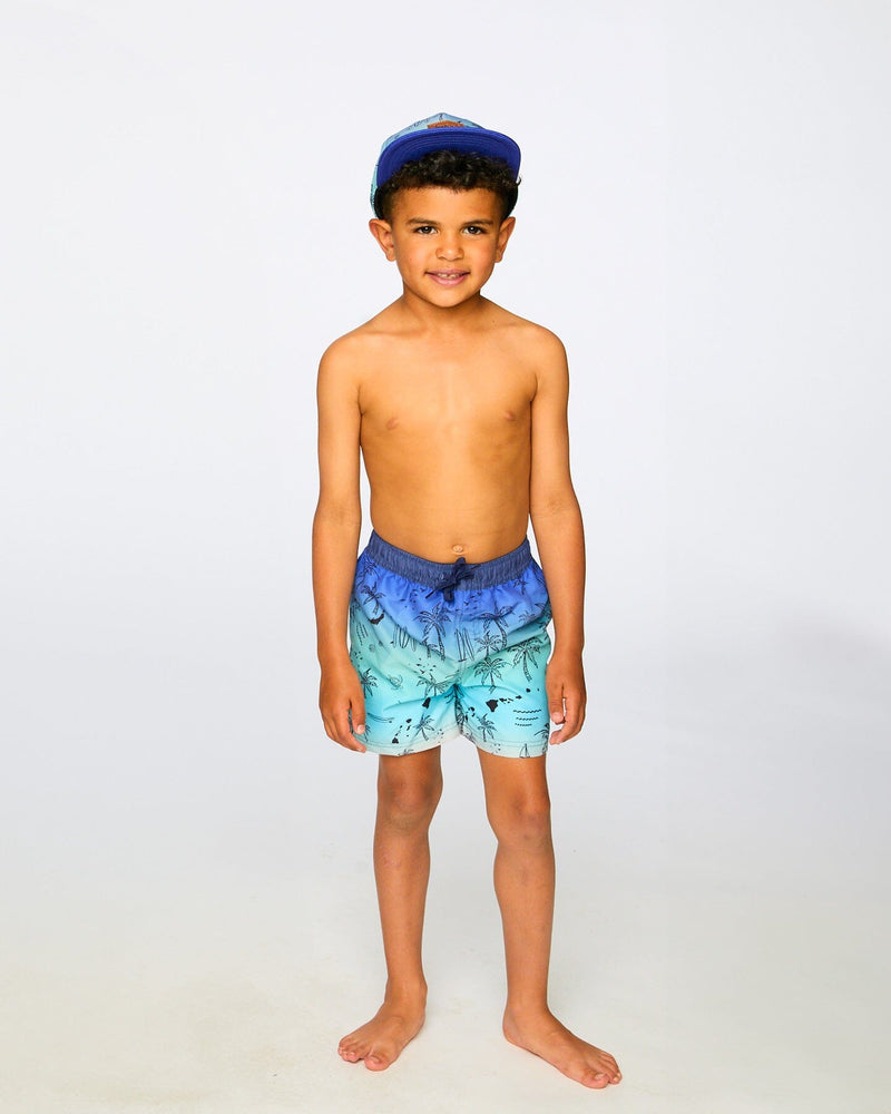Boardshorts Blue Beach Print