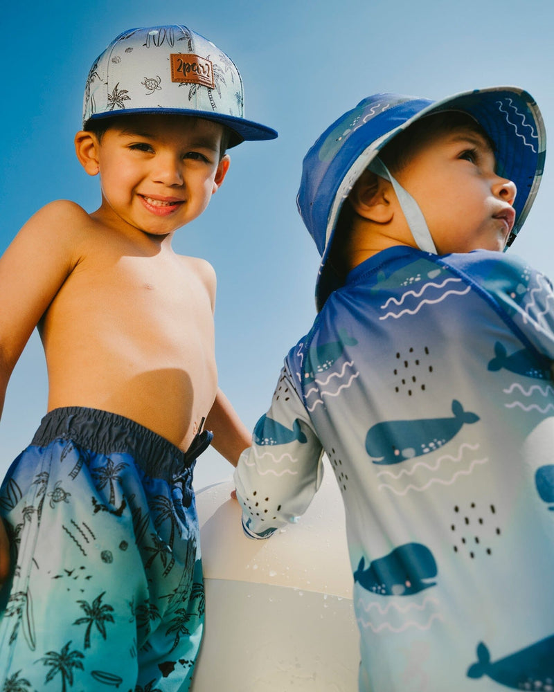 Boardshorts Blue Beach Print