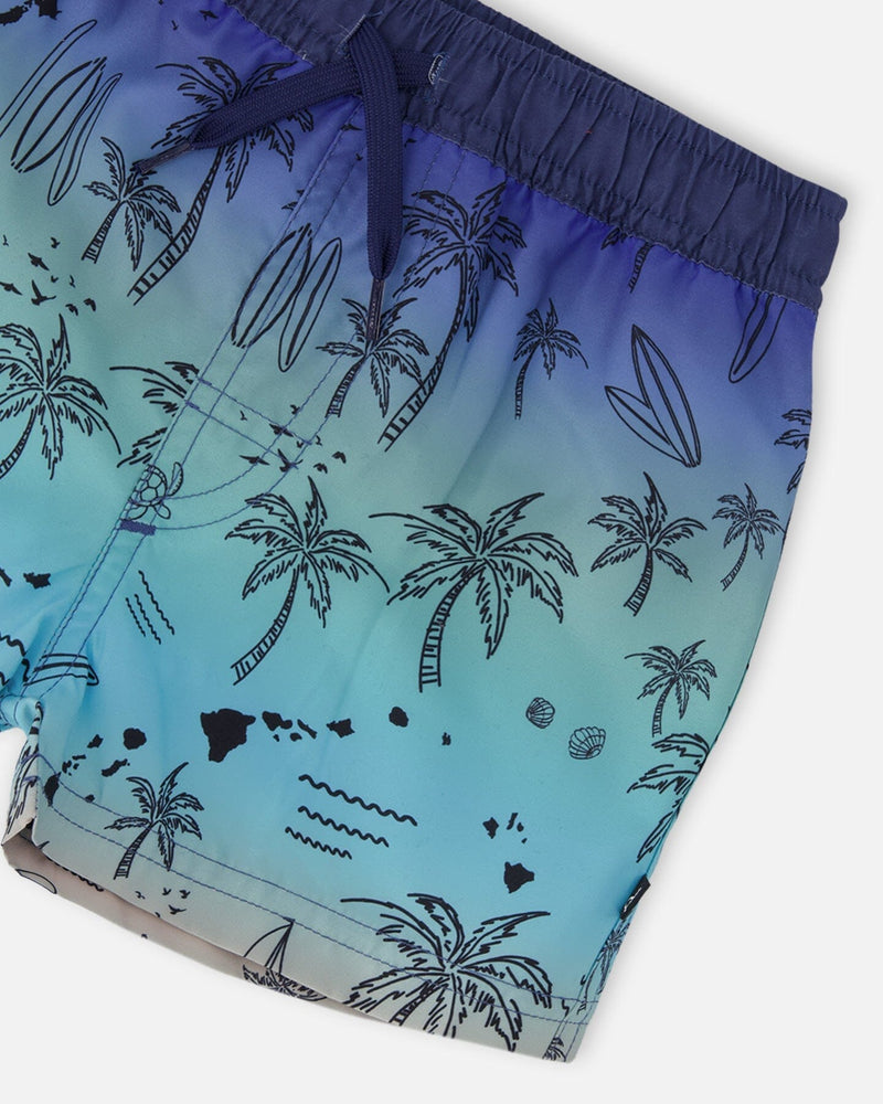 Boardshorts Blue Beach Print